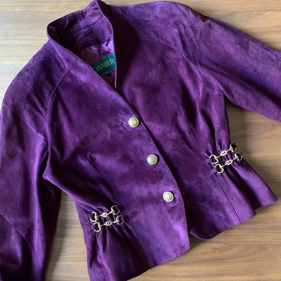 Danier Jackets & Blazers - Vintage Plum Leather Jacket Hold Hardware Size Med
